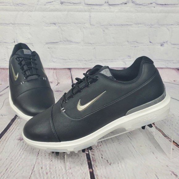 Nike Golf Shoes Mens 7.5 Black Air Zoom Victory Pro Leather silver Swoosh Logo - Picture 2 of 8